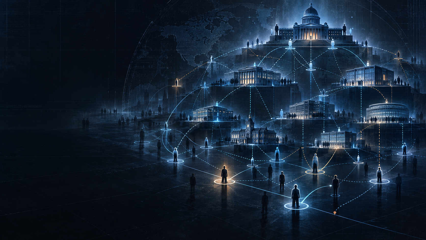 Career paths circulate among local, regional, and central institutional nodes.